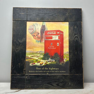 1950s Vintage Coca Cola Advertisement In A Wooden Frame